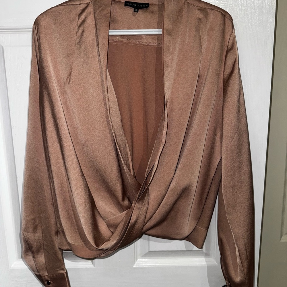 JLUXLABEL Satin Brown Blouse